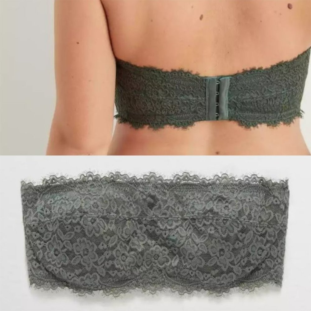 Aerie Eyelash Lace Bandeau Bra Strapless Underwire 32C NWOT - Picture 1 of 11